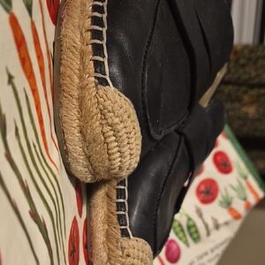 Sam Edelman Black Leather Espadrille Flats